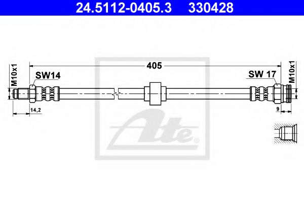 ATE 24511204053 Тормозной шланг для PEUGEOT 205 2 (20A/C)