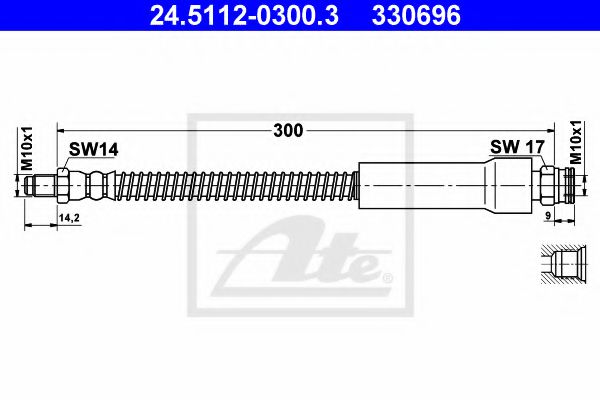 ATE 24511203003 Тормозной шланг для PEUGEOT 205 2 (20A/C)