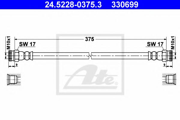 ATE 24522803753 Тормозной шланг для FIAT STRADA пикап (278, 578)