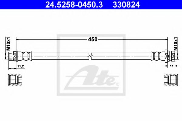 ATE 24525804503 Тормозной шланг ATE для NISSAN