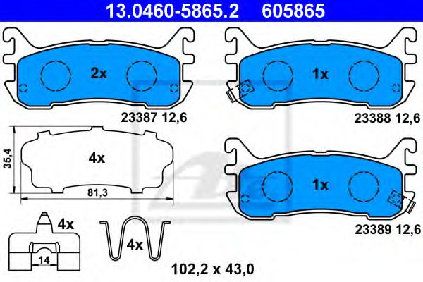 ATE 13046058652 Тормозные колодки ATE для MAZDA