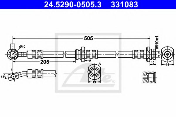 ATE 24529005053 Тормозной шланг для NISSAN X-TRAIL