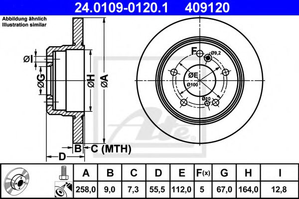 ATE 24010901201 Тормозные диски для MERCEDES-BENZ W124