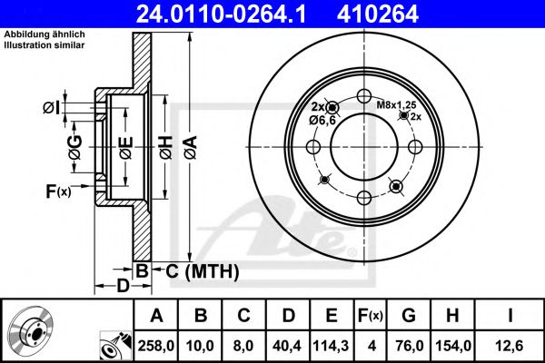 ATE 24011002641 Тормозные диски для HYUNDAI LANTRA 2 универсал (J-2)