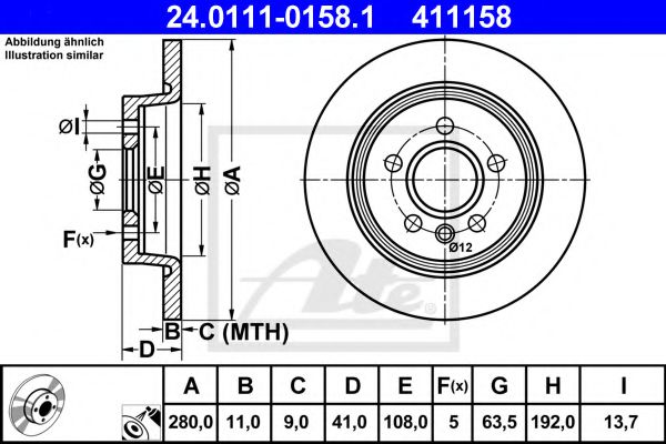 ATE 24011101581 Тормозные диски для FORD C-MAX