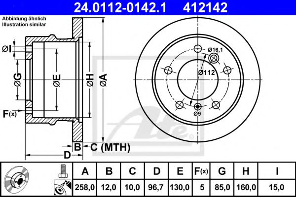 ATE 24011201421 Тормозные диски ATE для MERCEDES-BENZ SPRINTER