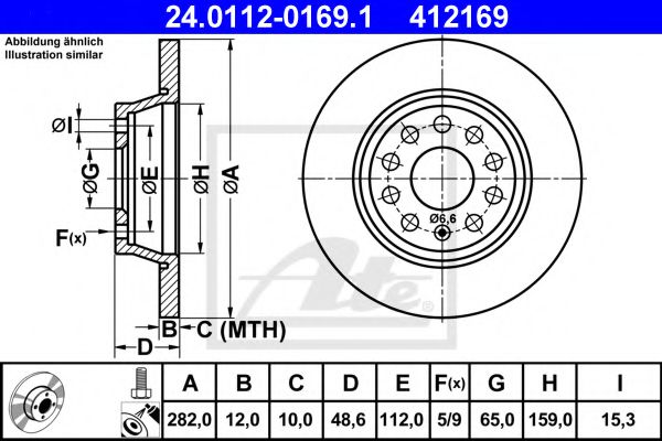 ATE 24011201691 Тормозные диски ATE для AUDI