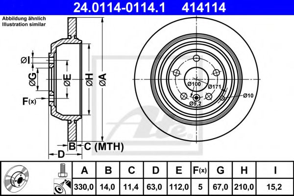 ATE 24011401141 Тормозные диски для MERCEDES-BENZ R-CLASS