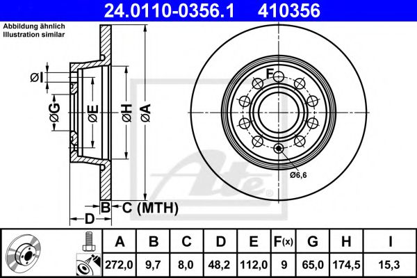 ATE 24011003561 Тормозные диски для AUDI TT
