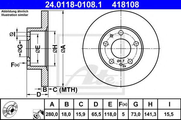ATE 24011801081 Тормозные диски для FIAT DUCATO pickup (290)