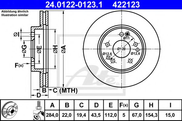 ATE 24012201231 Тормозные диски для MERCEDES-BENZ KOMBI