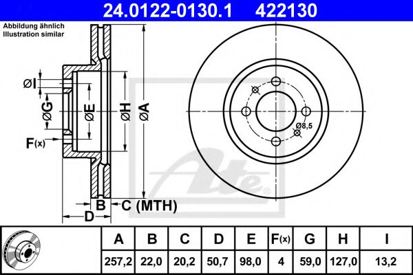 ATE 24012201301 Тормозные диски для ALFA ROMEO
