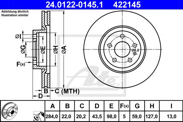 ATE 24012201451 Тормозные диски для ALFA ROMEO GT