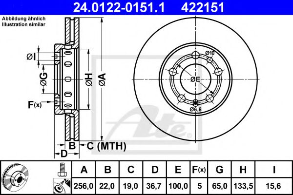 ATE 24012201511 Тормозные диски для AUDI A2
