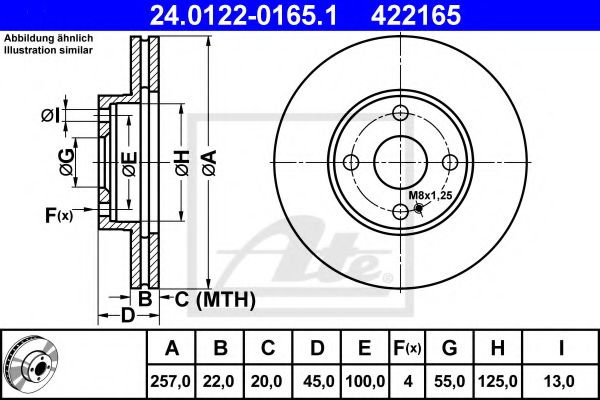 ATE 24012201651 Тормозные диски для MAZDA MX-3