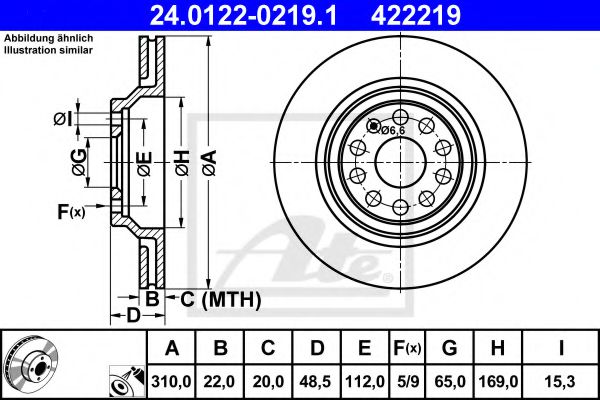 ATE 24012202191 Тормозные диски для AUDI TT
