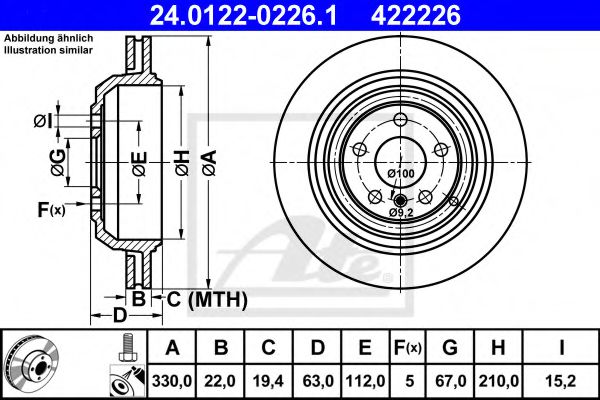 ATE 24012202261 Тормозные диски для MERCEDES-BENZ R-CLASS