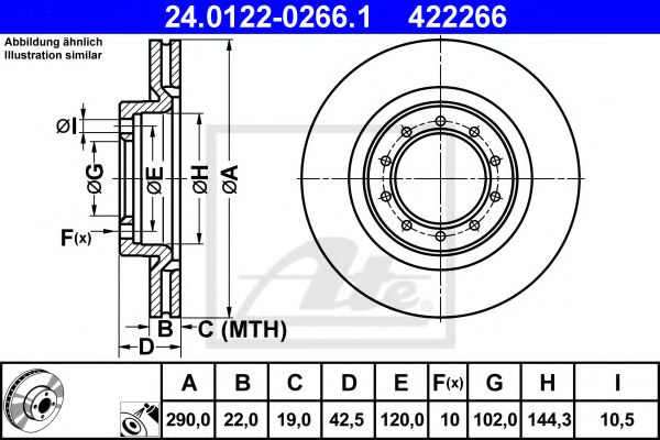 ATE 24012202661 Тормозные диски для RENAULT TRUCKS