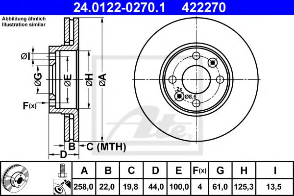 ATE 24012202701 Тормозные диски для MERCEDES-BENZ CITAN