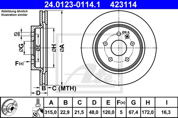 ATE 24012301141 Тормозные диски для CHEVROLET MALIBU
