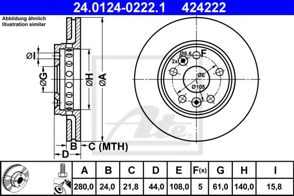 ATE 24012402221 Тормозные диски для MERCEDES-BENZ CITAN
