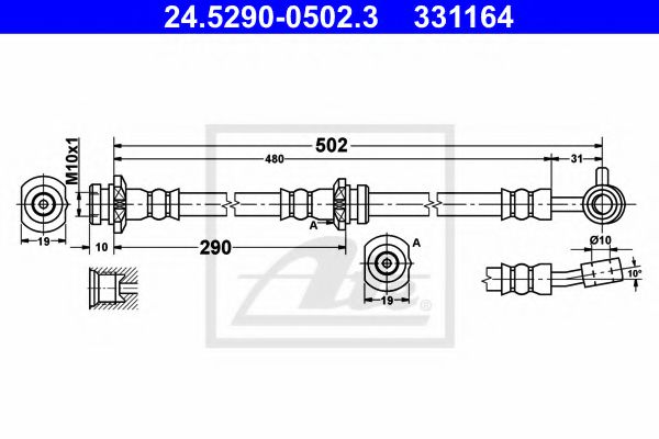 ATE 24529005023 Тормозной шланг для NISSAN X-TRAIL