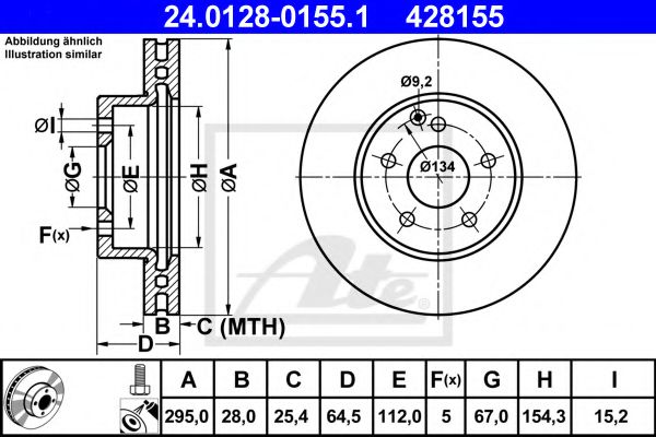 ATE 24012801551 Тормозные диски для MERCEDES-BENZ SLC