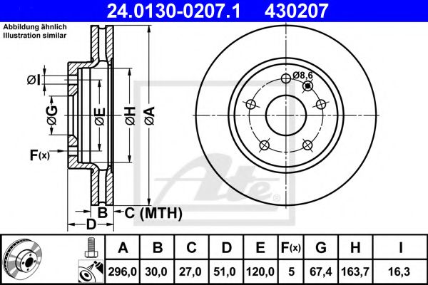 ATE 24013002071 Тормозные диски для SAAB 9-5 (YS3G)