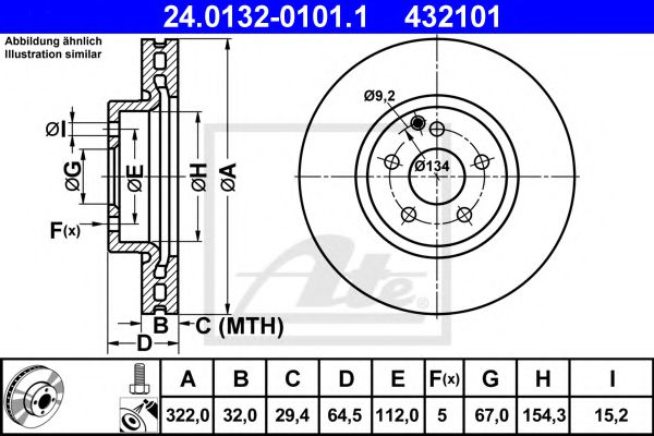 ATE 24013201011 Тормозные диски для MERCEDES-BENZ SLC