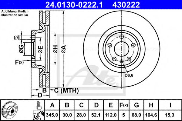 ATE 24013002221 Тормозные диски для AUDI A7