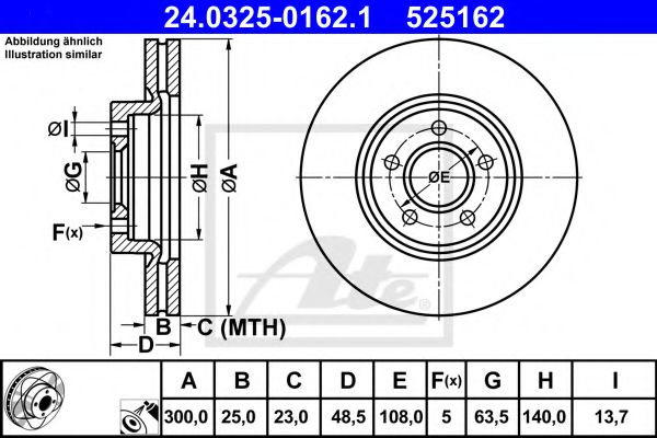 ATE 24032501621 Тормозные диски для FORD GRAND C-MAX