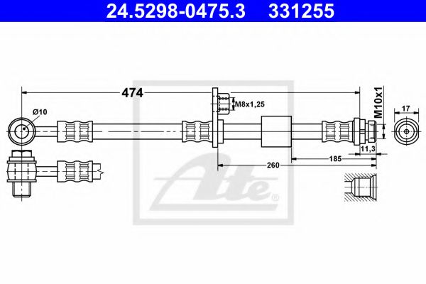 ATE 24529804753 Тормозной шланг для SMART
