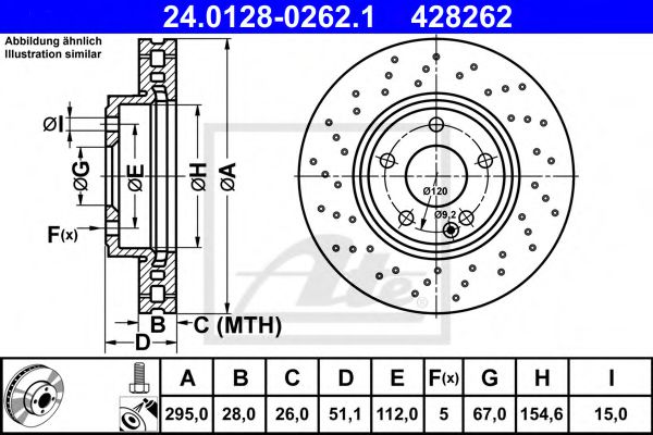 ATE 24012802621 Тормозные диски для MERCEDES-BENZ CLA