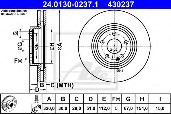ATE 24013002371 Тормозные диски для MERCEDES-BENZ GLA-CLASS