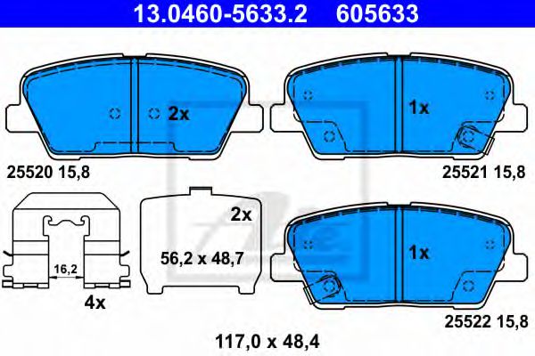 ATE 13046056332 Тормозные колодки ATE для HYUNDAI