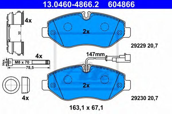 ATE 13046048662 Тормозные колодки ATE для NISSAN