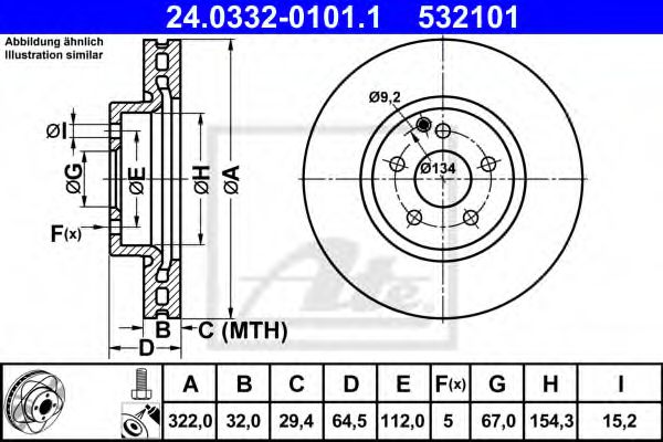 ATE 24033201011 Тормозные диски для MERCEDES-BENZ SLC