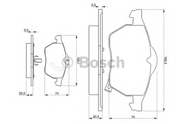 BOSCH 0986424461 Тормозные колодки BOSCH для SAAB