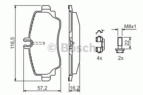 BOSCH 0986424469 Тормозные колодки BOSCH для MERCEDES-BENZ