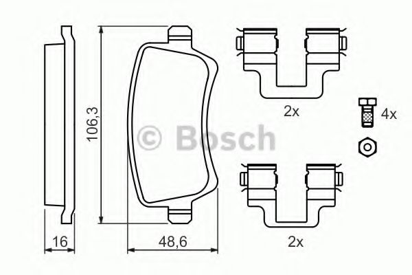 BOSCH 0986494175 Комплект тормозных колодок, дисковый тормоз 
