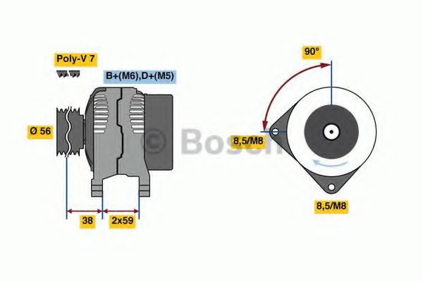 BOSCH 0986080950 Генератор для DODGE (Додж)