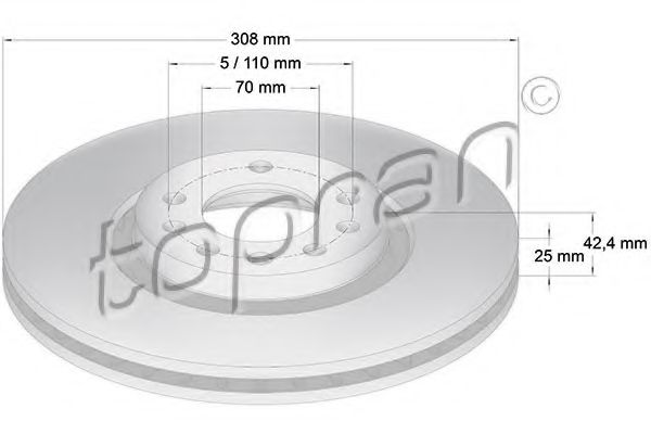 TOPRAN 206966 Тормозные диски TOPRAN для OPEL