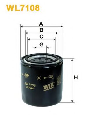 WIX FILTERS WL7108 Масляный фильтр WIX FILTERS для HYUNDAI