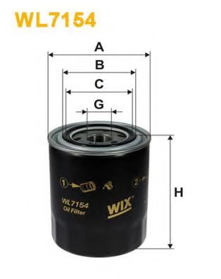 WIX FILTERS WL7154 Масляный фильтр WIX FILTERS для HYUNDAI GALLOPER