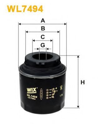 WIX FILTERS WL7494 Масляный фильтр для SKODA RAPID