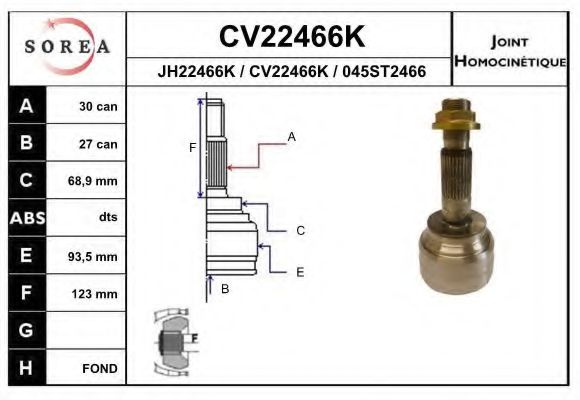 EAI CV22466K Шарнирный комплект, приводной вал EAI CV22466K Шарнирный комплект, приводной вал
