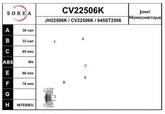 EAI CV22506K ШРУС для BMW