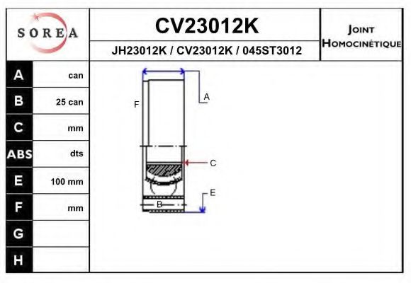 EAI CV23012K ШРУС для BMW