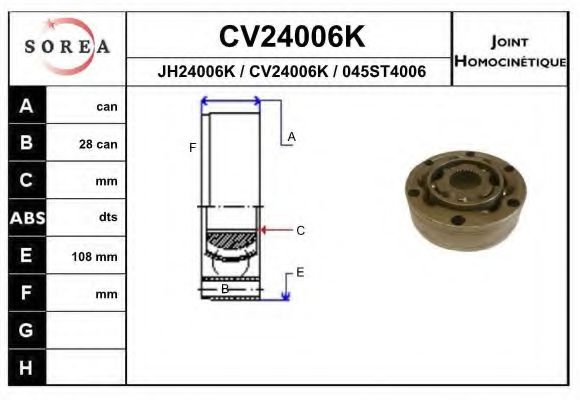 EAI CV24006K ШРУС для ALFA ROMEO 156