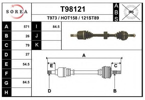 EAI T98121 Сальник полуоси для HONDA CRX